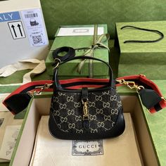 gg Jackie 1961 Mini Shoulder Bag Black And Ivory gg Denim Jacquard For Women 7.5in/19cm gg 685127 UN3AG 1294 Gucci Denim, Bag Wishlist, Graduation Gift Ideas, Dream Bags, Artist Life, Shoulder Bag Black, Ladies Handbags, Mini Shoulder Bag, Gucci Bags