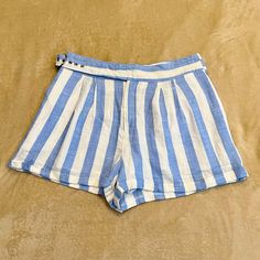 Brand New Never Worn Blue & White Striped Linen Shorts Adjustable Belt At Waist Striped High Waist Shorts For Summer, High Waisted Striped Shorts For Summer, High Waist Striped Shorts For Summer, Forever 21 Beach Shorts, Forever 21 Blue High-waisted Shorts, Forever 21 Bottoms For Beach Vacation, Forever 21 Beach Shorts For Summer, Forever 21 Shorts For Beach In Summer, Forever 21 Beach Shorts With Built-in Shorts