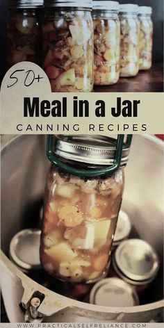 jars filled with food sitting on top of a table