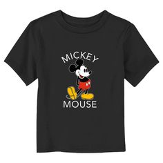 Who knew that dressing "mousey" could be so cute!? Celebrate Walt Disney's most iconic character with this officially licensed Disney Mickey Mouse and Friends Retro Mickey Toddlers' Graphic T-shirt! This adorable tee features a retro Mickey Mouse giving his favorite pose across the front. Grab some new Mickey and Friends apparel for the youngest members of the family and make their next trip to the Disney parks a memorable one! Themed Mickey Mouse Tops For Disney Events, Themed Black T-shirt For Disney Fan Events, Black Mickey Mouse Tops For Disney Events, Black Themed T-shirt For Disney Fan Events, Black Graphic Print Top For Disney Trips, Black Graphic Print Tops For Disney Trips, Black Mickey Mouse Top For Disney Fan Events, Graphic Tee For Disney Trips In Black, Black Graphic Tee For Disney Trips