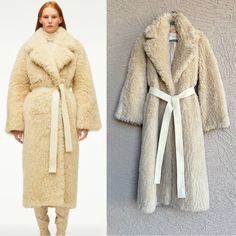 Zara Collection Ecru Cream Off-White Shearling Sherpa Textured Long Faux Fur Belted Wool Coat Thick Warm Belted Trench Coat Xs/S Limited Edition Pockets Very Thick & Warm/ Bulky Lined Faux Leather Tie Belt Security Tag Imprint On Back Of Belt, Otherwise Excellent Condition White Sheepskin Outerwear For Winter, White Sheepskin Winter Outerwear, Cream Sheepskin Outerwear For Fall, White Shearling Outerwear With Faux Fur Trim, Luxury Cream Fur Coat With Faux Fur Lining, White Shearling Fur Coat, Luxury Cream Fur Coat For Winter, White Sheepskin Fur Coat For Fall, Chic White Sheepskin Outerwear