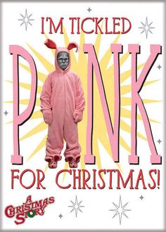 i'm tickled pink for christmas card with an image of a person in a costume