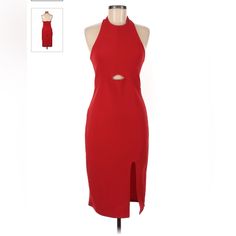 Slim Fitting Cad Red Dress, Size Small. Nwt Red Knee-length Midi Dress For Date Night, Red Midi Dress For Date Night, Knee-length, Red Sleeveless Midi Dress For Night Out, Sleeveless Red Midi Dress For Night Out, Red Sheath Midi Dress For Date Night, Dresses Backless, Red Dress, Colorful Dresses, Womens Dresses