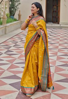 Yellow Woven Design Kanjivaram Silk Traditional Indian Saree, With Stitch Blouses, Sari for Women USA, Party Wear & All Occasion Wear Saree --------------------------------- S A R E E  D E T A I L S --------------------------------- ● Petticoat : On request Extra Charges ● Fabric : Kanjivaram Pure Soft Silk Handloom Saree ● Blouse : Matching Unstitched Piece ● Occasion : Wedding, Party, Festive, Function & For All Occasion's ● Includes : 1 Saree, 1 Blouse Piece ● Saree length : 5.5 meter ● Blouse piece : 0.8 meter ● Wash Instruction:- Dry Clean Only 👉🏻 Premium quality Product with Fine Finishing 🎁 👉🏻 Gift for Women 👉🏻 If You Want Stitched Blouse. Please Check the Photos for the Required Measurements & Mention Your Blouse Measurement's in Notes While Placing an Orders.👈🏻 👉🏻 Servi Yellow Kanjivaram Saree Silk, Yellow Paithani Saree, Yellow Paithani, Saree For Women Indian, Traditional Indian Saree, Blouses Saree, Sari For Women, Indian Wedding Saree, Paithani Silk Saree