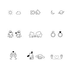 the different icons are drawn in black and white