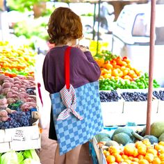 Tote Bag: Check You Later Blue Denim Checkerboard Bag - Willow Ship Gingham Cotton Bags For Summer, Summer Cotton Gingham Bags, Summer Gingham Cotton Bags, Blue Rectangular Picnic Bags, Summer Cotton Bag For Picnic, Cotton Summer Picnic Bag, Cotton Picnic Bag For Summer, Blue Tote Bag For Picnic, Rectangular Gingham Bags For Summer