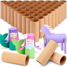 cardboard roll crafts for kids to make with paper rolls and other crafting supplies, including a horse