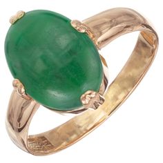 1950's GIA certified oval natural untreated jade stone set in 14k rose gold ring. 1 oval cabochon green jadeite jade, GIA certificate # 5211798001 Size: 7.5 and sizable 14k rose gold Tested: 14k 4.0 grams Width at top: 13.5mm Height at top: 4.5mm Width at bottom: 3.1mm Ring Rosegold, Gia Certificate, Vintage Rose Gold, 14k Rose Gold Ring, Jade Stone, Rose Gold Jewelry, Oval Cabochon, Stone Settings, Rose Gold Ring