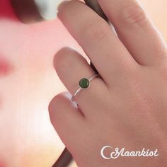 Jade Promise Ring for Her - Sterling Silver Green Gemstone Ring - Bezel-Set Jade Ring - Simple Ring Promise Ring Simple, Opal Ring Simple, Simple Stacking Rings, Green Jade Ring, Unique Promise Rings, Gemstone Stacking Ring, Green Gemstone Ring, Silver Opal Ring, Ring Bezel