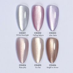 Shiny Chrome Nails, Light Color Chrome Nails, Magnetic Almond Nails, Cateyes Nails Design Short, Light Cat Eye Nails, Sparkly Chrome Nails, Glass Effect Nails, Champagne Chrome Nails, Chique Nails