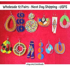 African Jewelry, Wholesale Earrings, Masai Earrings, African Earrings, Assorted Earrings, Kenyan Earrings, Ethnic Earrings, Earrings Set GROUP 039. ★ You will receive them exactly as pictured. ★ ORDERS SHIP VIA USPS 1st CLASS MAIL. (Super Fast + tracking number + insurance) ★ FREE SHIPPING FOR ALL ADDITIONAL ITEMS IN YOUR CART. Back to our shop: https://www.etsy.com/shop/CateBeads Handmade Earrings For Festivals, Festival Earrings With Round Beads And Ear Wire, Handmade Earrings With Round Beads For Festivals, Festival Jewelry With Round Beads And Ear Wire, Beaded Earrings For Festivals Gift, Beaded Earrings For Festivals And Gifts, African Earrings Handmade, African American Jewelry Earrings, Masai Earrings