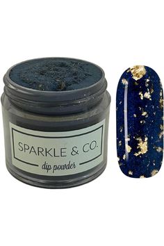 Sparkle &amp; Co. Dip Powders â€?Secret Menu: Lapis Lazuli (Navy with Gold Flakes) 1 Ounce Dipping Powder Jar For Manicure DIY Winter Shade, No Lamp Needed Diy Winter, Manicure Diy, Secret Menu, Winter Diy, Gold Flakes, Dip Powder, Diy Manicure, Lapis Lazuli