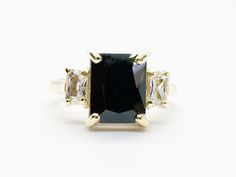 Don't miss this opportunity to own this beautiful gemstone ring crafted in 14k gold filled => Gemstone Type - Onyx, Clear Quartz => Gemstone Cut - Faceted => Gemstone Size - 8*10 mm, 3*5 mm => Total Number of Gemstones - 3 => Metal Type - 14k Gold Filled (Tarnish Resistant And Nickel Free) - also available in 925 sterling silver * Please contact me for pricing on a sizes larger than 11 * ~ Feel free to ask me about custom made designs. ❏ Replacements and custom orders : ✪ 925 ster Engagement Ring Rectangle, Gemstone Gold Ring, Ring Rectangle, Gold Ring Engagement, Rectangle Ring, Prong Ring, Gold Statement Ring, Gold Gemstone Ring, Engagement Rings Round