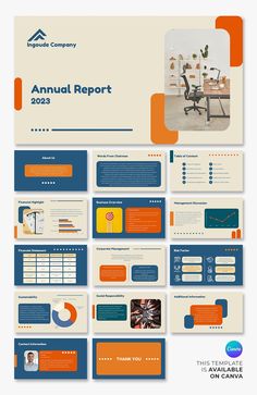 an orange and blue presentation is shown with the title'annual report 2013 - 2013 '