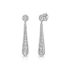 Long Teardrop CZ Earrings in Sterling Silver - Rococo Jewellery Jenny Brown, Huggie Earrings Silver, Star Earrings Stud, Pierced Jewelry, Cz Earrings, Contemporary Jewellery, Stud Earrings Set, Heart Earrings Studs, Sterling Silver Heart