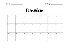 a blank calendar with the word lernplan written in black ink on it