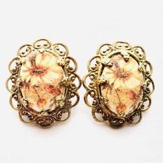 VTG Daisy Transferware Flower Earrings Clip On Marked W Germany MCM Mod Jewelry | eBay Mod Jewelry, Vintage Daisy, One Earring, Daisy Design, Earrings Clip, West Germany, Flower Earrings, Vintage Earrings, Clip On