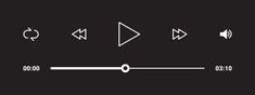 an audio player's play button is shown in white on a black background with other buttons