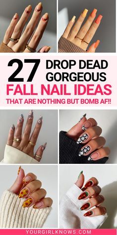 Nails Almond Fall, Nails Square Fall, Square Fall Nails, Nails Inspo Simple, Nail Ideas Autumn, Fall Nails Square, Fall Nails Almond, Fall Color Trend, Fall Nail Ideas