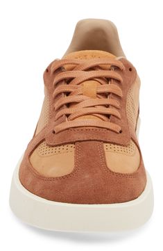 Tiny perforations bring breathable comfort to a sporty lace-up sneaker with rich suede overlays. Leather upper/textile lining/rubber sole Imported Sneaker Men, Cole Haan, Nordstrom Rack, Rubber Sole, Leather Upper, Nordstrom, Lace Up, Bring It On, Sneakers