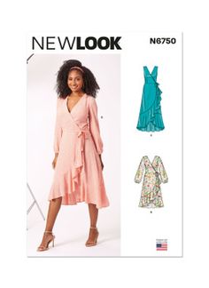 a women's dress and top sewing pattern from the new look book, n5850