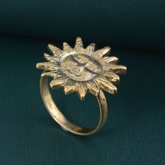 "Sun Ring, Sleeping Sun Ring, Gold Sun Face Ring, Celestial Jewelry, Minimalist Ring, Sunshine Ring, Gold Ring, Sun Charm, Vintage Ring Size:- All Size Available In Variation Metal:- Brass IMPORTANT NOTE....👇 1 product free gift on purchase of 4 products. You can choose the free gift as your wish. Take a screenshot of the free gift you like from my shop and send me a photo in personal message. MUST READ....👇 5 stars is my shop's priority. So contact me before leaving any negative review. I am Golden Sun Jewelry, Gold Hippie Jewelry, Gold Celestial Jewelry, Open Ring With Sun And Moon Design For Gift, Sun And Moon Design Open Ring For Gift, Sun And Moon Design Open Ring As Gift, Vintage Sun And Moon Design Rings For Gift, Vintage Sun And Moon Design Rings As Gift, Sun And Moon Design Open Ring