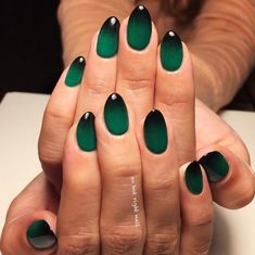 Emerald Green Ombre Nails, Green Ombre Nails, Red Ombre Nails, Emerald Nails, Teal Nails, Dark Green Nails