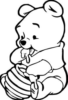 a black and white drawing of a teddy bear sitting on a pile of honeycombs