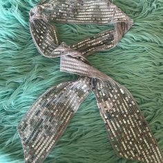 69”X4” Silver Headband For Party, Silver Headband For Evening Wear, Sequin Scarf, Silver Sequin, Hair Accessory, Scarf Wrap, New Color, Scarf Accessory, Sequin