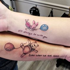 Disney Quote Tattoos, Best Friend Disney, Piglet Tattoo, Eeyore Tattoo, Mommy Daughter Tattoos, Winnie The Pooh Tattoos, Tigger Eeyore, Maching Tattoos