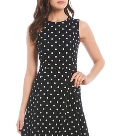 Calvin Klein Polka Dot Scuba Crepe Midi Dress | Dillard's Sleeveless Lined Mini Dress In Elastane, Fitted A-line Sleeveless Elastane Dress, Polka Dot Sleeveless A-line Dress, Polka Dot Fitted A-line Sleeveless Dress, Polka Dot Sleeveless Lined Dress, Fitted Polka Dot Sleeveless A-line Dress, Fitted A-line Sleeveless Dress With Polka Dot Pattern, Calvin Klein Sleeveless Lined Mini Dress, Calvin Klein Fitted A-line Mini Dress