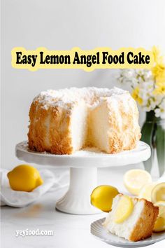 a lemon angel food cake on a plate