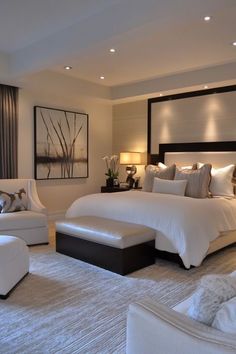 Bedroom Ideas For King Size Bed, Bedroom Ideas For Parents, Elegant Master Bedrooms Decor Modern, Luxury Room Bedroom, Bedrooms Decor, Bedroom Master, Luxury Bedroom Master, Apartment Decor Inspiration, Master Bedrooms