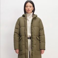 Everlane Xs Olive Green Long Puffer. New With Tags On. Vegan Puffer Jacket I Ordered An Xxs For Myself And Love It, I Just Missed The Return Date On The Jacket. Everyday Winter Parka, Everlane Casual Everyday Outerwear, Everlane Winter Outerwear With Pockets, Everlane Winter Outerwear With Long Sleeves, Everlane Long Sleeve Winter Outerwear, Casual Everlane Outerwear For Fall, Everlane Casual Fall Outerwear, Casual Fall Outerwear By Everlane, Everlane Winter Workwear Outerwear