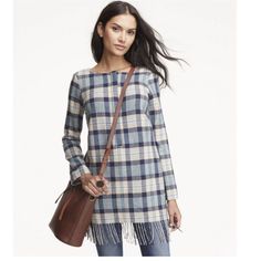 Distinctively Feminine In A Beautiful Plaid, This Flannel Tunic Is Trimmed With Soft Fringe. Long Enough To Wear As A Dress, It Looks As Wonderful With Leggings As It Does With Tights. Size & Fit Slightly Fitted: Softly Shapes The Body. Falls At Midthigh. Quarter-Zip Closure. Side-Seam Pockets. Fully Lined. Soft Fringe, Flannel Tunic, Beige Plaid, Tunic Shirt, Women's Shirts, Upcycle Clothes, Plaid Flannel, Outdoor Apparel, L L Bean