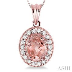 Express your tender feelings for her with the vibrant oval cut Morganite and diamond pendant. Fashioned in 14 karat gleaming rose gold with a fine finish in milgrain, the sparkling oval Morganite staged centrally in this pendant is elegantly bordered by 18 sparkling pave and prong set round diamonds. A fashionable Box chain complements the pendant. Total diamond weight is 1/3 Ctw and the oval cut Morganite stone measures 8x6 MM. Earring Crafts, Oval Diamond, Box Chain, Round Cut Diamond, Morganite, Halo Diamond, Pink Gold, Pave Diamonds, Diamond Pendant