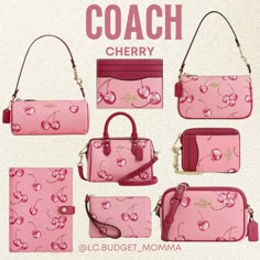 Cherry Coach Purse, Coach Cherry Collection, Cherry Coach Wallet, Coach Fruit Collection, Coach Cherry Wallet, Coach Fruit Bag, Pink Coach Wallet, Cherry Coach Bag