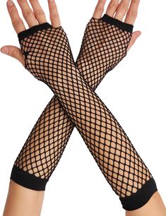 PRICES MAY VARY. These long fishnet gloves are perfect for adding a touch of edgy flair to any outfit, whether it's for a night out or a costume party. The fishnet arm sleeve design is both fashionable and versatile, allowing you to pair them with a variety of looks, from punk rock to retro glam. Made from durable and stretchy fishnet material, these gloves provide a comfortable fit while adding an alluring appeal to your ensemble. These fishnet sleeves are ideal for cosplay, dance performances, Goth 80s, Net Gloves, Punk 80s, Fishnet Gloves, Scene Accessories, Gloves Fingerless, Scene Outfits, Fish Net, Ugly Sweater Party