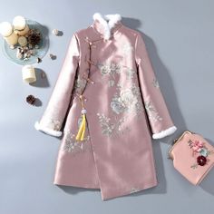 Lady New Cotton Blend Windbreaker Retro Cheongsam Jacket Chinese Qipao Coat New | eBay Fitted Outerwear With Floral Embroidery And Stand Collar, Spring Embroidered Cheongsam With Stand Collar, Spring Cheongsam With Stand Collar For Tea Ceremony, Spring Cheongsam For Tea Ceremony With Stand Collar, Winter Outerwear With Floral Embroidery And Stand Collar, Traditional Outerwear With Stand Collar For Spring, Traditional Spring Outerwear With Stand Collar, Pink Long Sleeve Cheongsam For Spring, Spring Long Sleeve Pink Cheongsam