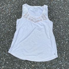 Eddie Bauer Embroidered Tank Top Size Tall Large! In Brand New Condition Color Is Off White With Light Color Embroidery Around Neckline! Super Cute Summer Top! White Tops With Machine Embroidery For Spring, White Machine Embroidered Tops For Spring, Casual Cotton Top With Machine Embroidery, White Casual Top With Embroidered Neckline, Casual White Tops With Embroidered Neckline, Casual White Top With Embroidered Neckline, White Cotton Embroidered Top, White Casual Top With Floral Embroidery, Casual White Cotton Embroidered Top