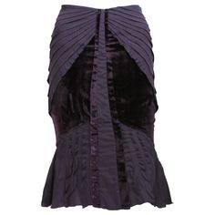 Tom Ford for Gucci Silk & Velvet Purple Pleated Skirt F/W 2004 Collection  Designer size 42 - US 6 Color - Purple  Velvet & Silk, Pleated Details, 87% Silk, 13% Elastane, Side zip closure.  Measurements: Length - 25 inches, Waist - 32", Hip – 36". Made in Italy  Retail Price $3.005.00  Excellent Condition.   Matching Jacket in same size 42 available in our store. Listing code: 10201954580202958 Purple Velvet Skirt, Purple Pleated Skirt, Runway Skirt, Silk Pleated Skirt, Toms Shoes Outfits, Black Runway, Tom Ford For Gucci, Velvet Purple, Tom Ford Gucci