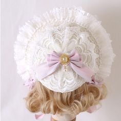 The price is for a bonnet and a free snowflake hairclip only, others are not included. Cute White Headpieces For Parties, Whimsical White Mini Hat For Gifts, Whimsical White Mini Hat As Gift, Cute White Adjustable Headpieces, Cute Cream Winter Bonnet, Cute Adjustable White Headpieces, Cute White Hat With Bow, Cute White Headband Headpiece, Cute White Hats With Bow