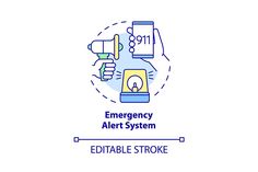 the emergency alert system is shown in blue and white with an arrow pointing to it