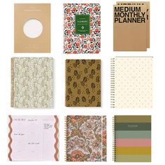 various notebooks with different patterns on them