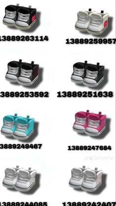 many different types of baby shoes with numbers on the bottom and one in the middle