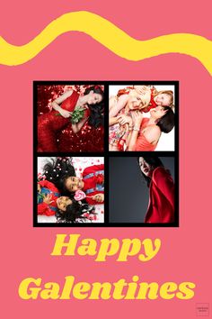 four different pictures with the words happy valentine's day