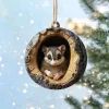 a small animal in a hanging ornament on a tree