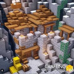 an image of a minecraft village with candles in the middle and lots of blocks