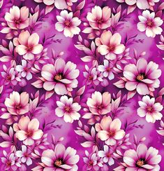 pink and white flowers on a purple background