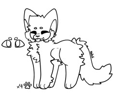 a black and white drawing of a fox with an egg in it's mouth